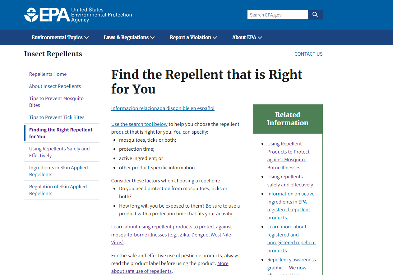 EPA | Find the Repellent that is Right for You - Clark County Mosquito ...